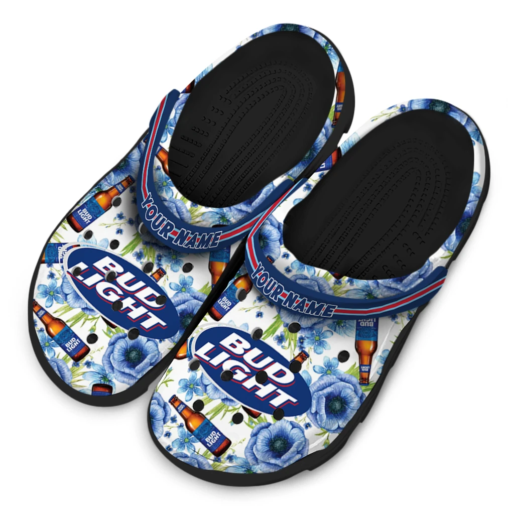 custom-bud-light-bottle-florals-blue-orange-clogs-latest-model-hey-clogs.webp
