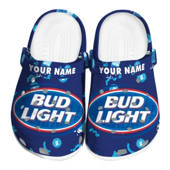 Custom Bud light Classic Blue White Clogs