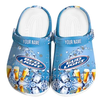 Custom Bud light Iced Beer Blue Yellow Clogs