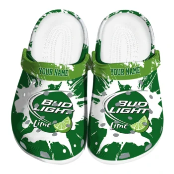 Custom Bud light Paint Splash Green White Clogs