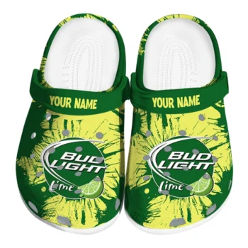 Custom Bud light Splash Motif Green Yellow Clogs