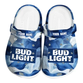 Custom Bud light Wave Pattern Blue White Clogs