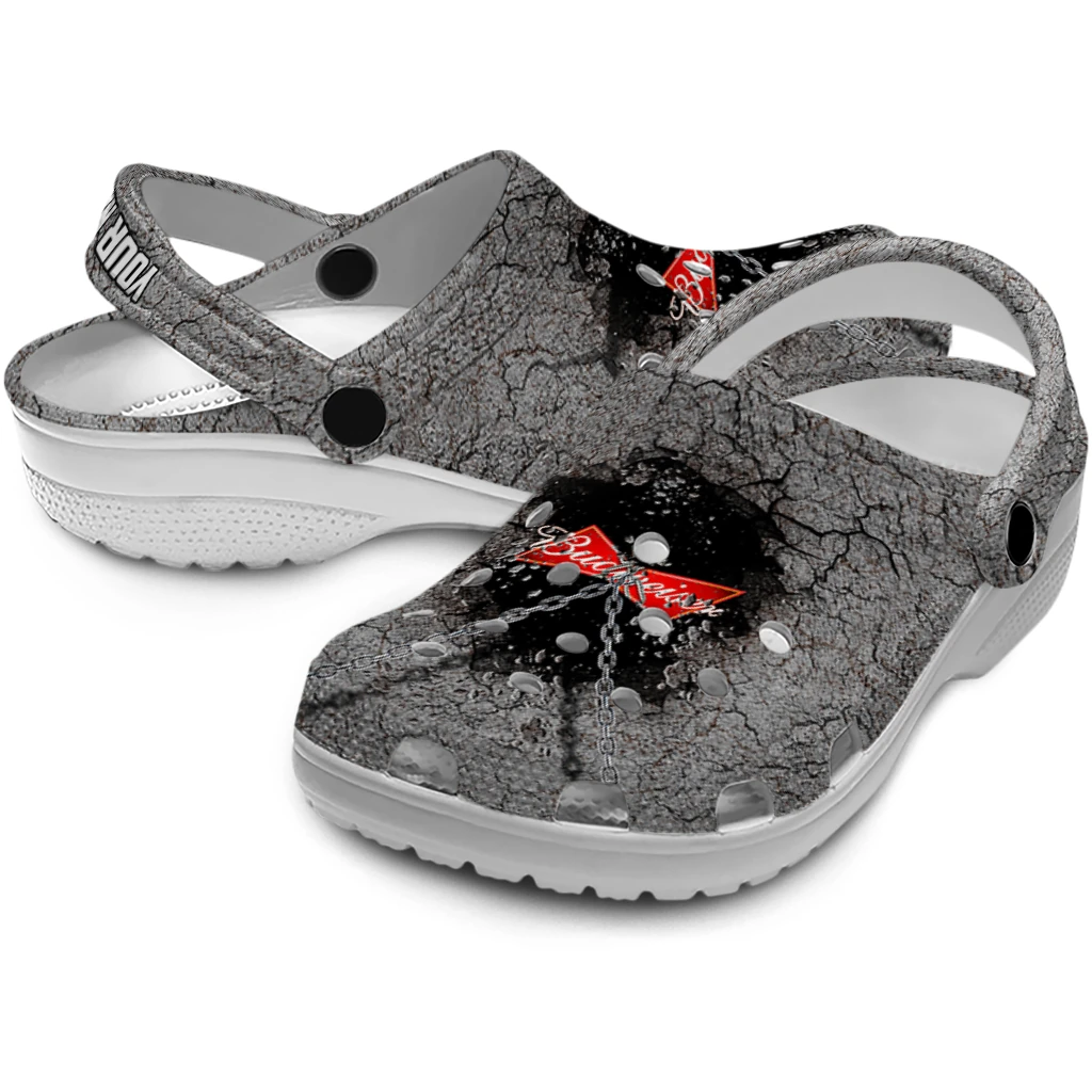 custom-budweiser-bowtie-crackle-gray-red-clogs-high-quality-hey-clogs.webp