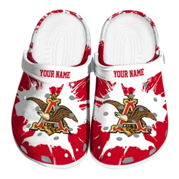 Custom Budweiser Brush Red White Clogs