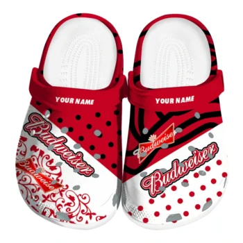 Custom Budweiser Dots Red White Clogs