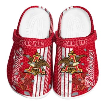 Custom Budweiser Eagle Motif Red White Clogs