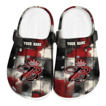 Custom Budweiser Initials Plaid Red Black Clogs