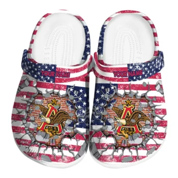 Custom Budweiser USA Cross Red Blue Clogs