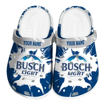 Custom Busch Light Brush Burst Blue White Clogs