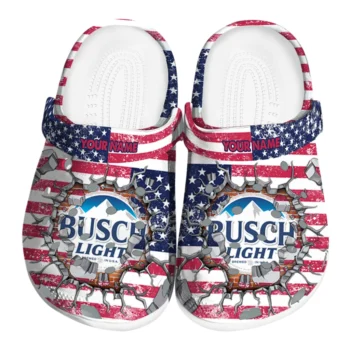 Custom Busch Light Can Crack Red Blue Clogs