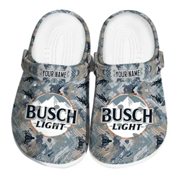 Custom Busch Light Distorted Camo Blue Beige Clogs