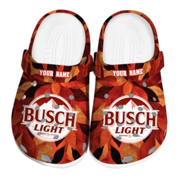 Custom Busch Light Leaf Mosaic Red Orange Clogs