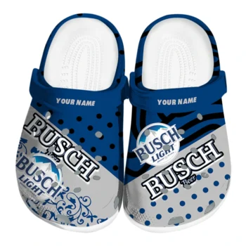Custom Busch Light Logo Polka Blue Gray Clogs