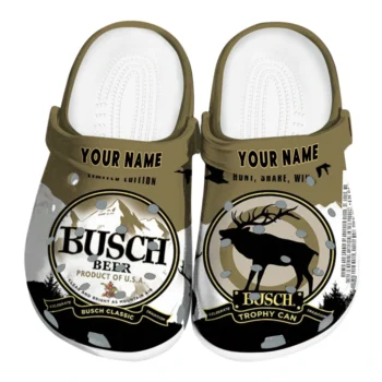 Custom Busch Light Trophy Can Brown Black Clogs