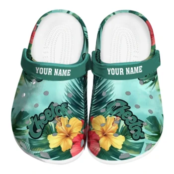 Custom Cheetos Hibiscus Script Green Red Clogs