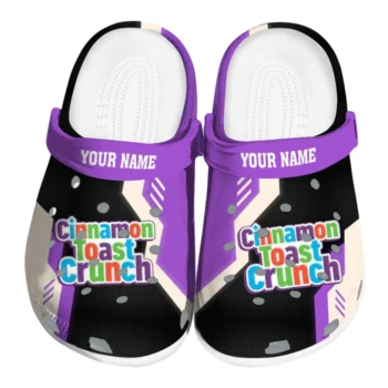 Custom Cinamon Toast Crunch Bright Letters Purple Black Clogs