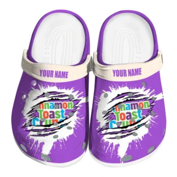 Custom Cinamon Toast Crunch Claw Peek Purple White Clogs