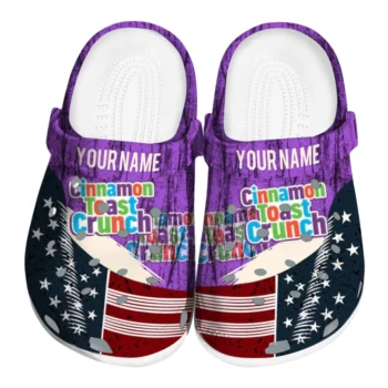 Custom Cinamon Toast Crunch Flag Tear Purple Navy Clogs
