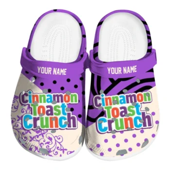 Custom Cinamon Toast Crunch Hand Outline Purple Beige Clogs