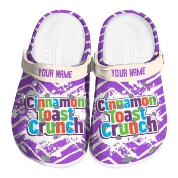 Custom Cinamon Toast Crunch Slogan Chevrons Purple White Clogs