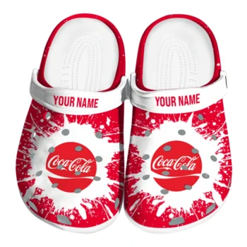 Custom Coca-Cola Brush Strokes Red White Clogs