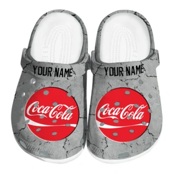 Custom Coca-Cola Cracked Concrete Effect Gray Red Clogs