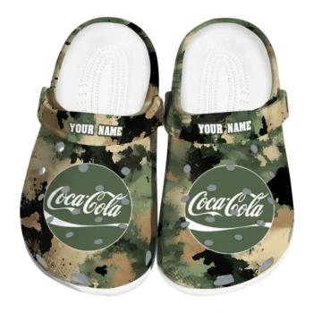 Custom Coca-Cola Green Camouflage Green Brown Clogs