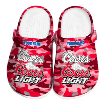 Custom Coors Light Beer Camo Print Red Pink Clogs