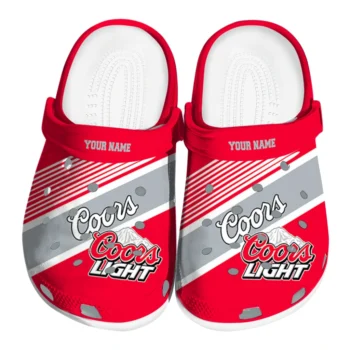 Custom Coors Light Beer Silver Banner Red Gray Clogs