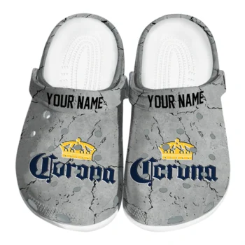Custom Corona Beer Bold Script Gray Yellow Clogs