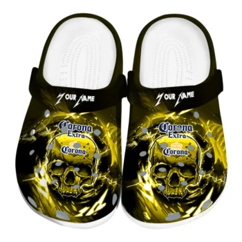Custom Corona Beer Skull Thunder Yellow Black Clogs