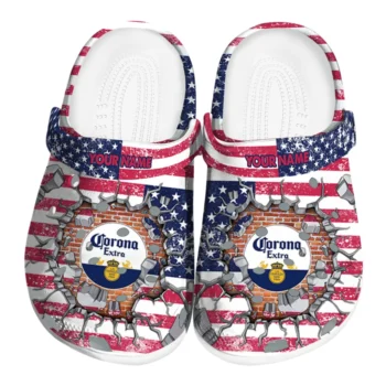 Custom Corona Beer USA Smash Red Blue Clogs