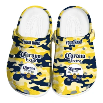 Custom Corona Beer Yellow Camouflage Yellow Navy Clogs