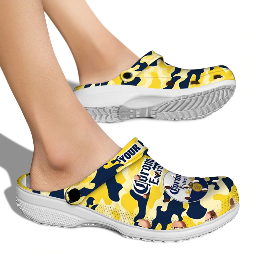 custom-corona-beer-yellow-camouflage-yellow-navy-clogs-fashion-forward-hey-clogs.webp