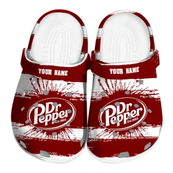 Custom Dr Pepper Brush Stripes Red White Clogs