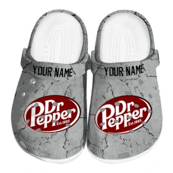 Custom Dr Pepper Cracked Texture Gray Red Clogs