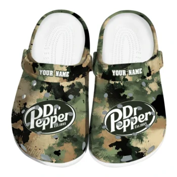 Custom Dr Pepper Green Camouflage Green Beige Clogs