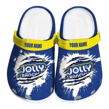 Custom Jolly rancher Label Scratch Blue Yellow Clogs