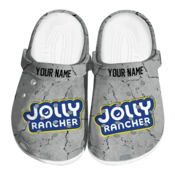 Custom Jolly rancher Logo Centerpiece Gray Blue Clogs