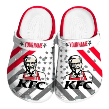 Custom KFC Sanders Stripes Red Gray Clogs