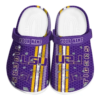 Custom LSU Tigers Contrasting Stripes Clogs