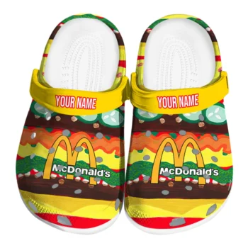 Custom McDonald's Burger Name Red Yellow Clogs