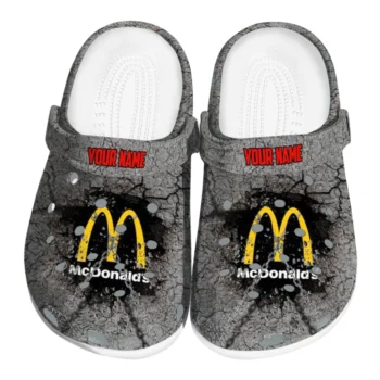 Custom McDonald's Name Strip Gray Yellow Clogs