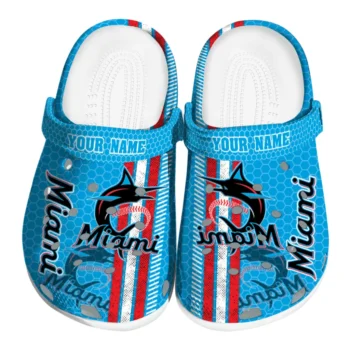 Custom Miami Marlins Contrasting Stripes Clogs