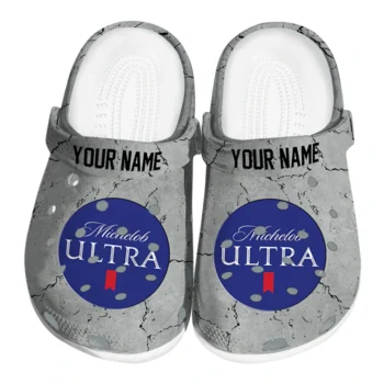 Custom Michelob Ultra Beer Crest Gray Blue Clogs