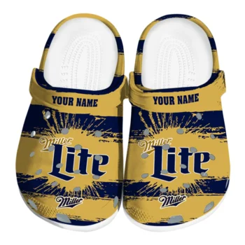 Custom Miller Lite Brush Effects Navy Yellow Clogs