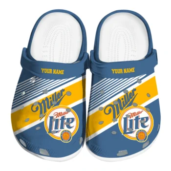 Custom Miller Lite Cola Badge Blue Yellow Clogs