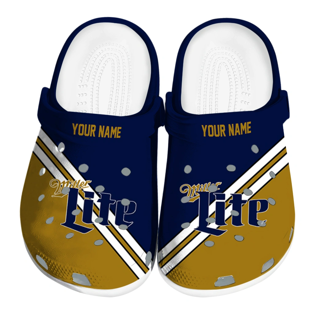 custom-miller-lite-geometric-pattern-navy-gold-clogs-best-selling-hey-clogs.webp custom miller lite geometric pattern navy gold clogs best selling hey clogs