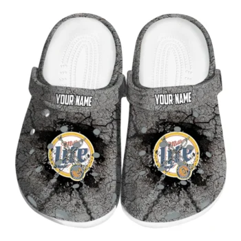 Custom Miller Lite Shattered Pattern Gray Black Clogs