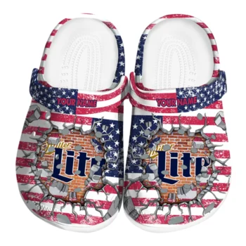Custom Miller Lite Stone Effect Red Blue Clogs